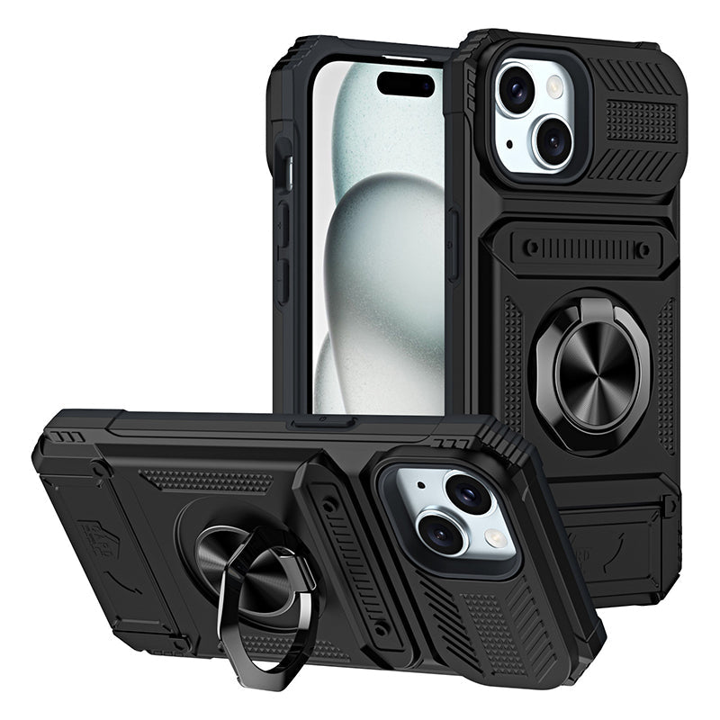 Phone Case with Card Holder & Ring Grip for iPhone