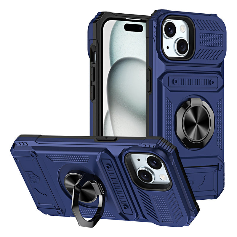 Phone Case with Card Holder & Ring Grip for iPhone