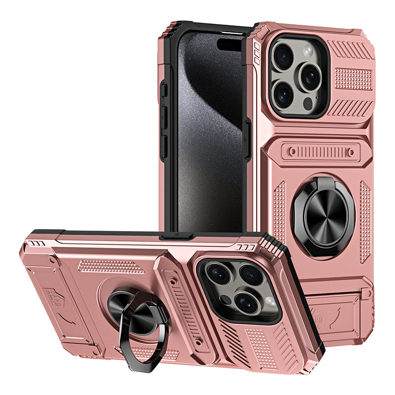 Phone Case with Card Holder & Ring Grip for iPhone