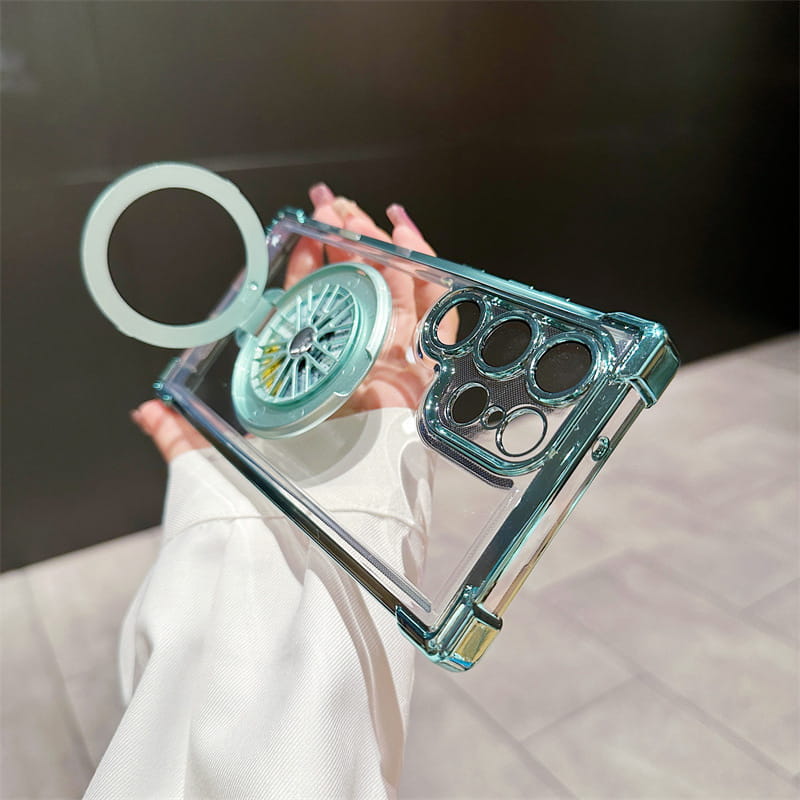 Gyroscope Transparent Phone Case With Magnetic Bracket for Samsung S22-25