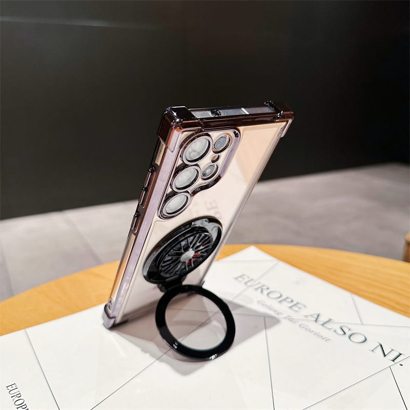 Gyroscope Transparent Phone Case With Magnetic Bracket for Samsung S22-25