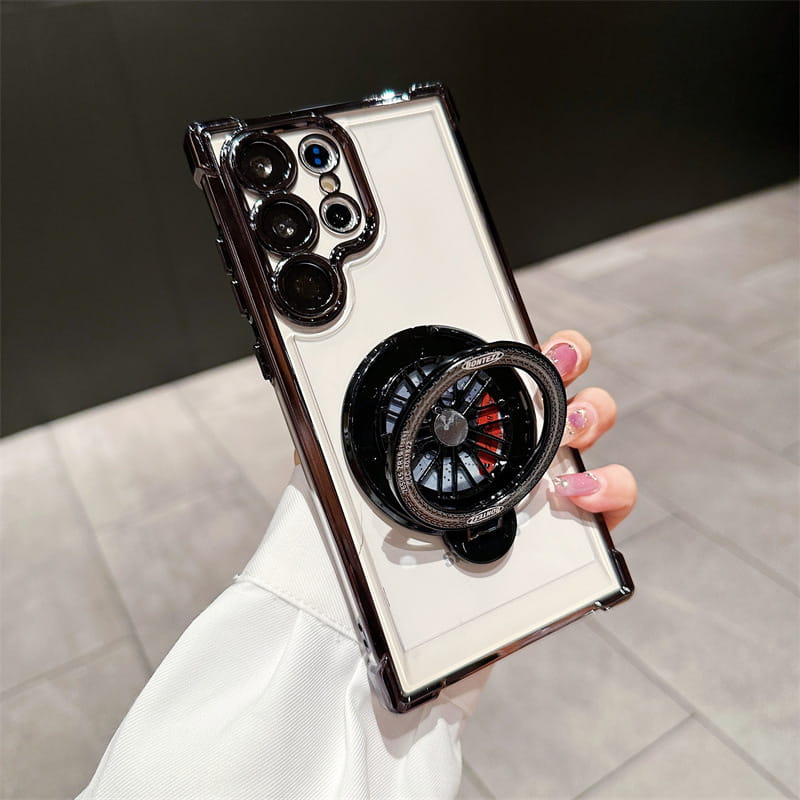 Gyroscope Transparent Phone Case With Magnetic Bracket for Samsung S22-25