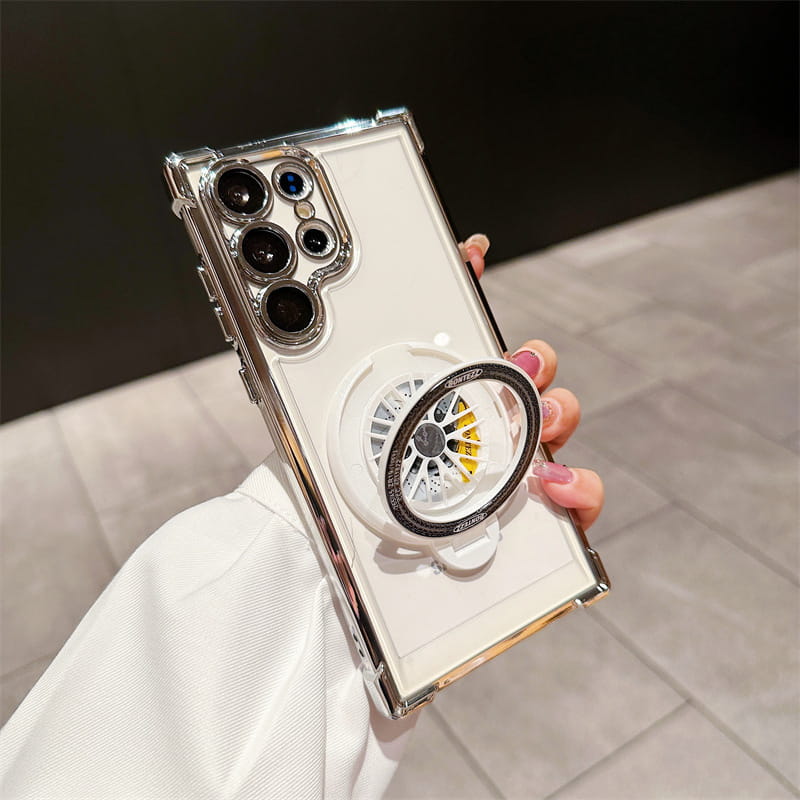 Gyroscope Transparent Phone Case With Magnetic Bracket for Samsung S22-25