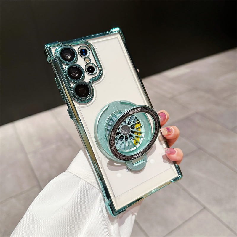 Gyroscope Transparent Phone Case With Magnetic Bracket for Samsung S22-25
