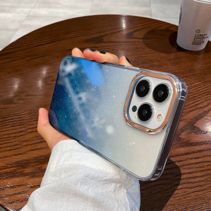 Transparent Phone Case Gradient Glitter