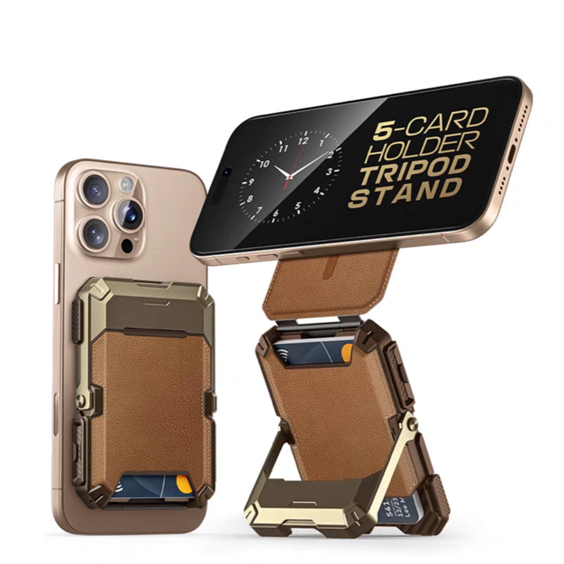 🧲📲2-in-1 Foldable Magnetic Phone Stand,Tripod Phone Stand Credit Card Holder for iPhone 16/15/14/13/12 SUPCASE Adjustable Phone Stand Compatible with MagSafe