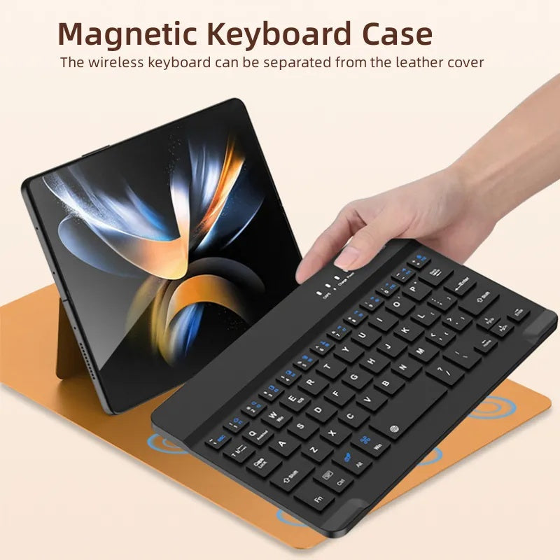 Bluetooth Wireless Keyboard with Leather Case for Samsung