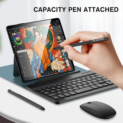 Bluetooth Wireless Keyboard with Leather Case for Samsung