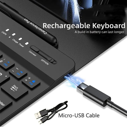 Bluetooth Wireless Keyboard with Leather Case for Samsung