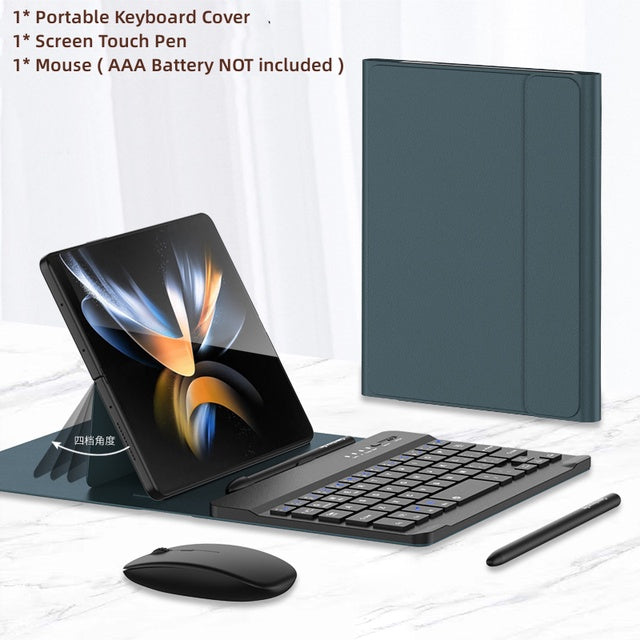 Bluetooth Wireless Keyboard with Leather Case for Samsung