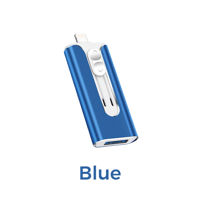 🥳2026 HOT SALE🥳💞50K+ SOLD!⚡📱 50% OFF! 4‑in‑1 Flash Drive – 64GB, MFI Lightning + Micro USB + USB 3.0. Works on iPhone, iPad, Android, PC. 💻✨