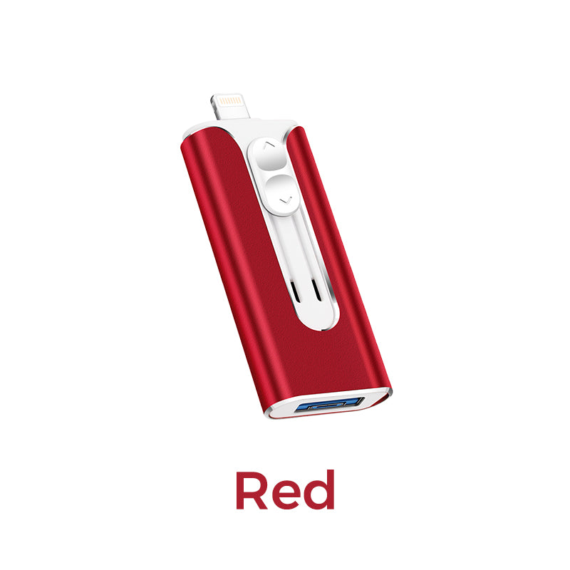 🥳2026 HOT SALE🥳💞50K+ SOLD!⚡📱 50% OFF! 4‑in‑1 Flash Drive – 64GB, MFI Lightning + Micro USB + USB 3.0. Works on iPhone, iPad, Android, PC. 💻✨