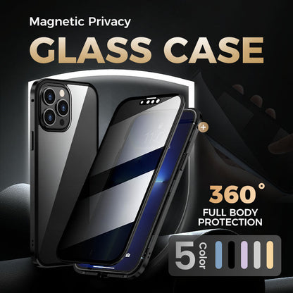 Magnetic double-sided anti-peep glass mobile phone case for iPhone