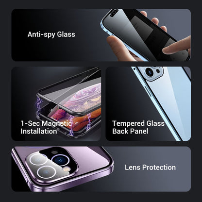 Magnetic double-sided anti-peep glass mobile phone case for iPhone