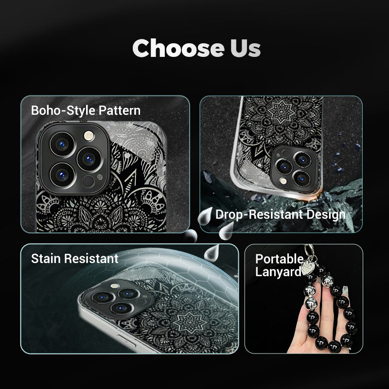 ⏰️Limited Time Free Shipping✈Black Five-angle Flower Case Cover for iPhone - Get a FREE Exquisite Diamond Bracelet!🔥