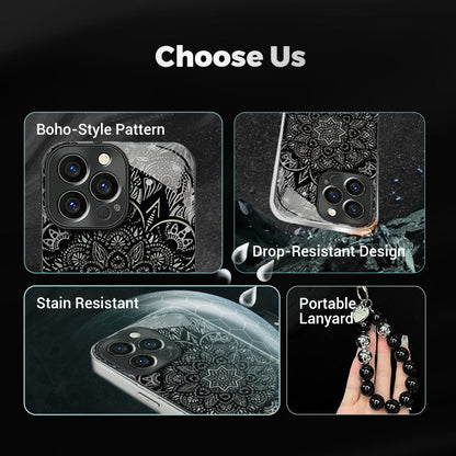 ⏰️Limited Time Free Shipping✈Black Five-angle Flower Case Cover for iPhone - Get a FREE Exquisite Diamond Bracelet!🔥