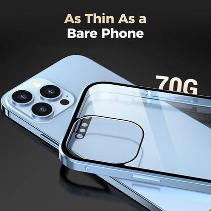Magnetic double-sided anti-peep glass mobile phone case for iPhone