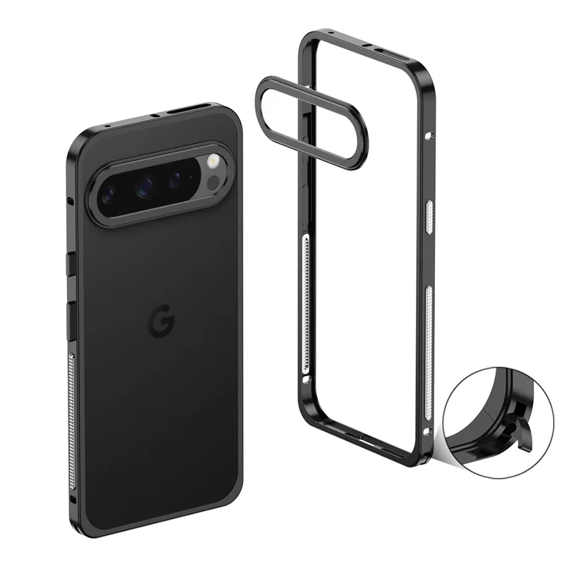 Funda AIRKAS Premium con marco de acero inoxidable para Google Pixel 9 Pro: protección delgada y duradera