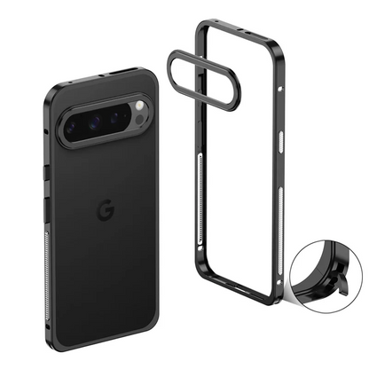 Funda AIRKAS Premium con marco de acero inoxidable para Google Pixel 9 Pro: protección delgada y duradera