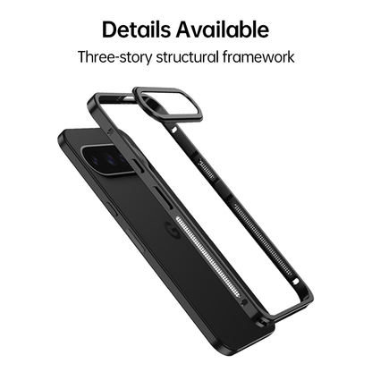 Funda AIRKAS Premium con marco de acero inoxidable para Google Pixel 9 Pro: protección delgada y duradera