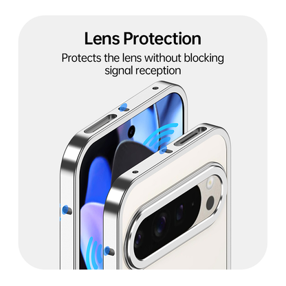 Funda AIRKAS Premium con marco de acero inoxidable para Google Pixel 9 Pro: protección delgada y duradera