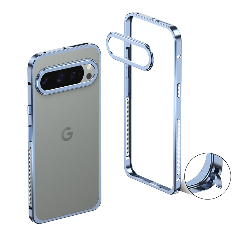 Funda AIRKAS Premium con marco de acero inoxidable para Google Pixel 9 Pro: protección delgada y duradera