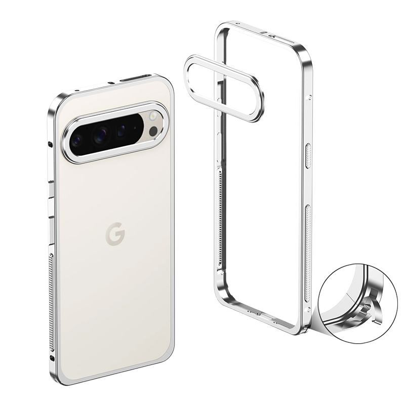 Funda AIRKAS Premium con marco de acero inoxidable para Google Pixel 9 Pro: protección delgada y duradera