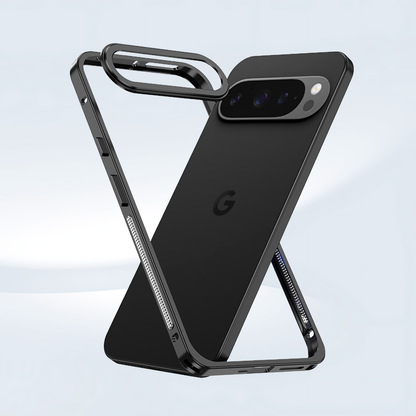 Funda AIRKAS Premium con marco de acero inoxidable para Google Pixel 9 Pro: protección delgada y duradera