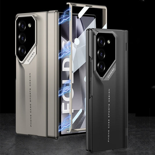 Samsung Galaxy Z Fold Series Magnetic Hinge Folding Phone Cover with 9H Ultra Clear film Protection