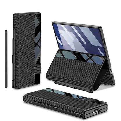 Geschikt voor Samsung Z Fold 7 mobiele telefoonhoes Zakelijk vouwscherm Z Fold 6 Flip Cover Film geïntegreerd met pensleuf lederen tas