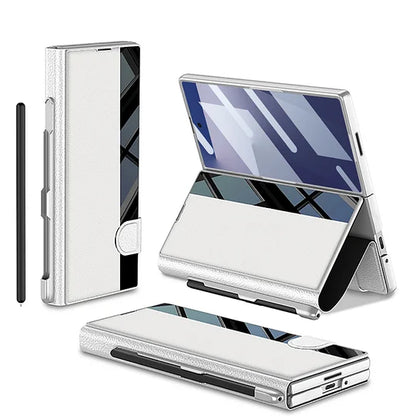 Geschikt voor Samsung Z Fold 7 mobiele telefoonhoes Zakelijk vouwscherm Z Fold 6 Flip Cover Film geïntegreerd met pensleuf lederen tas