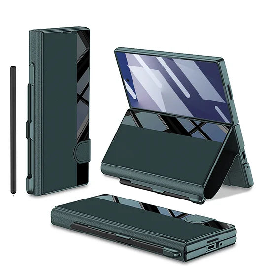 Geschikt voor Samsung Z Fold 7 mobiele telefoonhoes Zakelijk vouwscherm Z Fold 6 Flip Cover Film geïntegreerd met pensleuf lederen tas