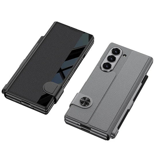 Geschikt voor Samsung Z Fold 7 mobiele telefoonhoes Zakelijk vouwscherm Z Fold 6 Flip Cover Film geïntegreerd met pensleuf lederen tas
