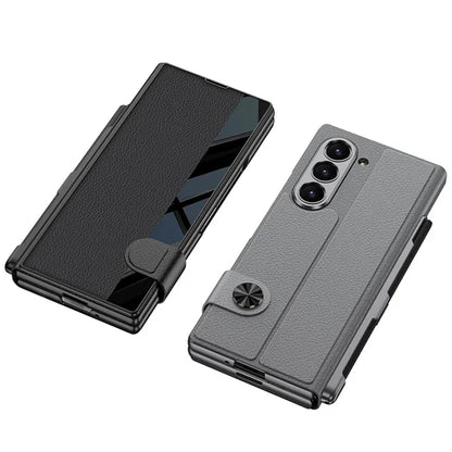 Geschikt voor Samsung Z Fold 7 mobiele telefoonhoes Zakelijk vouwscherm Z Fold 6 Flip Cover Film geïntegreerd met pensleuf lederen tas
