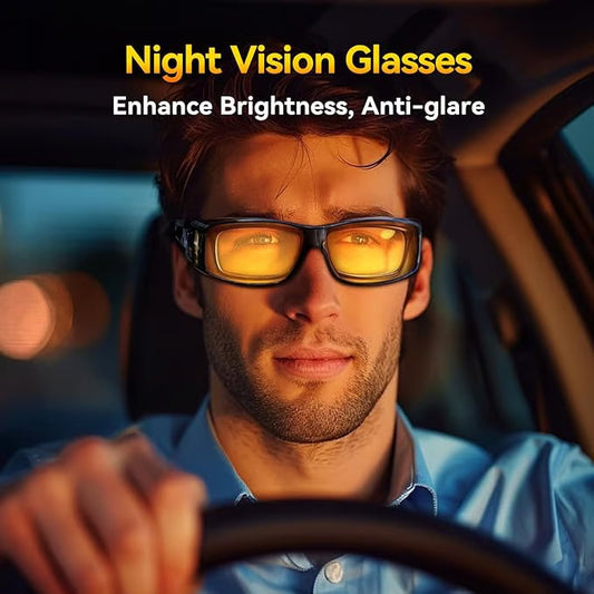 Night Vision Driving Glasses Fit Over Existing Eyewear