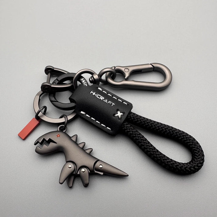 Aluminum Alloy Dinosaur Charm Paired with a Hand-woven Bracelet