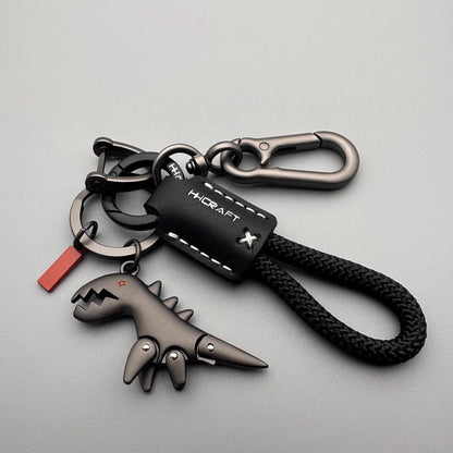 Aluminum Alloy Dinosaur Charm Paired with a Hand-woven Bracelet