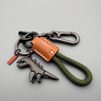 Aluminum Alloy Dinosaur Charm Paired with a Hand-woven Bracelet