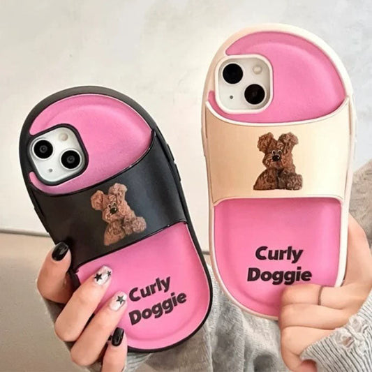 Cute 3D Funny Dog Slippers Phone Case for iPhone - Nice Gift