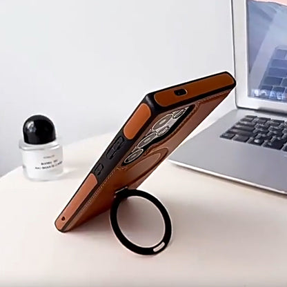 Artificial Leather Phone Case with Magnetic Folding Stand for Samsung（Series S22-25）