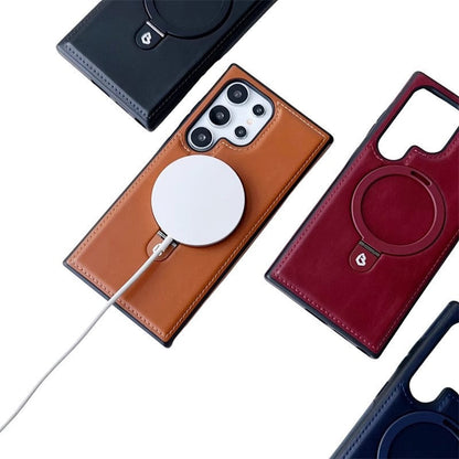 Artificial Leather Phone Case with Magnetic Folding Stand for Samsung（Series S22-25）