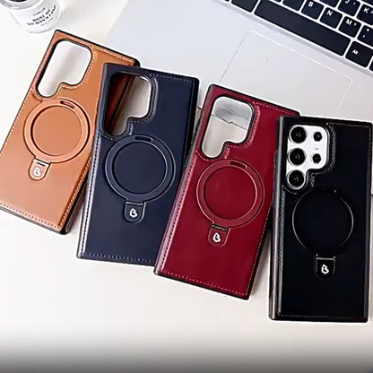 Artificial Leather Phone Case with Magnetic Folding Stand for Samsung（Series S22-25）