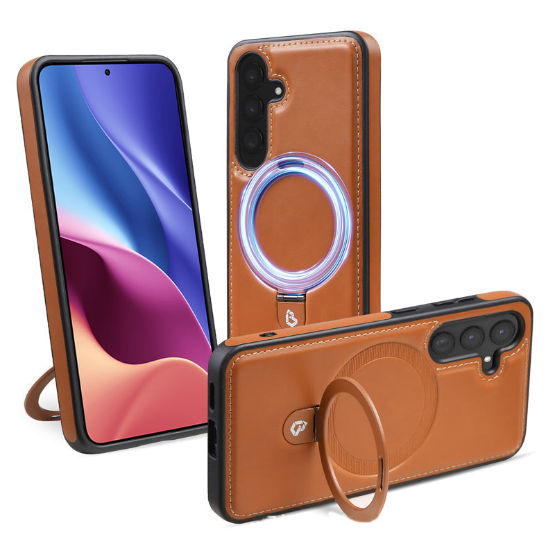 Artificial Leather Phone Case with Magnetic Folding Stand for Samsung（Series S22-25）
