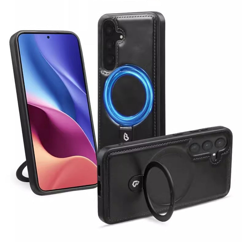 Artificial Leather Phone Case with Magnetic Folding Stand for Samsung（Series S22-25）