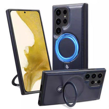 Artificial Leather Phone Case with Magnetic Folding Stand for Samsung（Series S22-25）