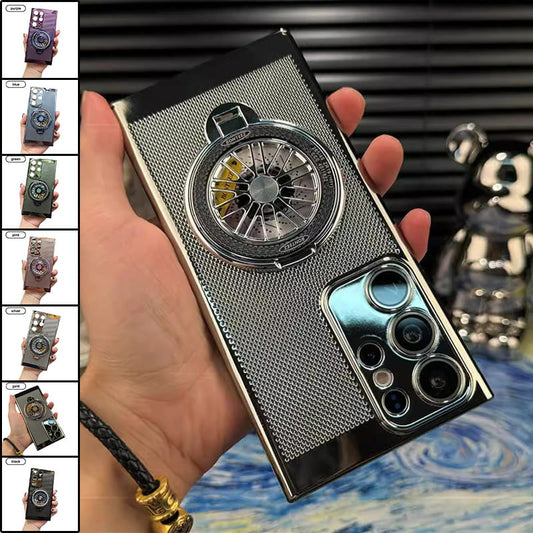 Slim Phone Case with Heat Dissipation and Gyroscope Magnetic Holder for Samsung