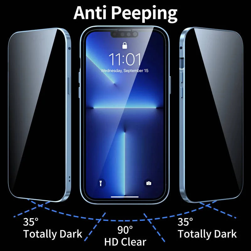 🛒⏰️𝐓𝐨𝐝𝐚𝐲'𝐬 𝐅𝐫𝐞𝐞 𝐬𝐡𝐢𝐩𝐩𝐢𝐧𝐠✈️Anti-peeping Magnetic Tempered Glass Double-sided Phone Case（Series iPhone11-16）