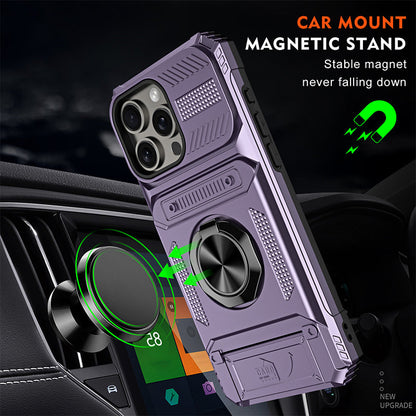 Phone Case with Card Holder & Ring Grip for iPhone