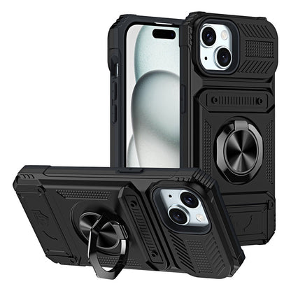 Phone Case with Card Holder & Ring Grip for iPhone