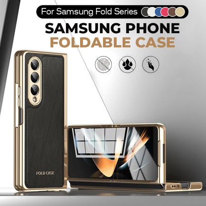 Electroplated Luxury Leather Shell-Film Integrated Protective Shell for Samsung Z Fold6/5/4/3